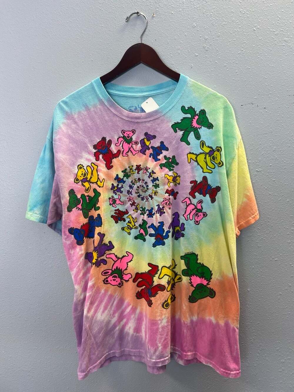 Grateful Dead Liquid Blue Tie Dye Shirt XL Spiral Dancing Bears Graphic 0658